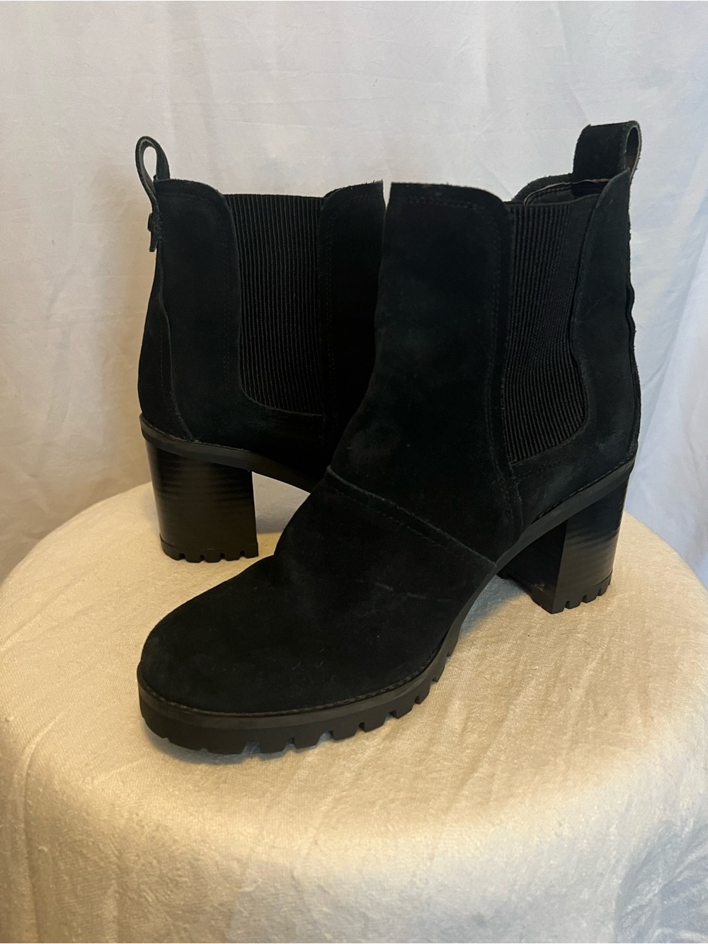 UGG Black Suede Chelsea Heel Ankle Boots